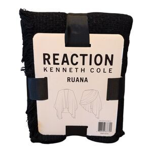 Kenneth Cole Reaction Ruana Shall Body Wrap Scarf Solid Black Soft New